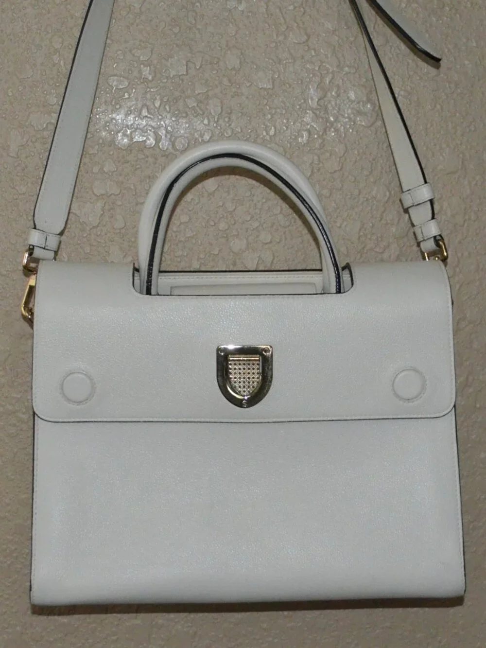 Christian Dior White Leather Diorever Medium Shoulder Double Handle Handbag